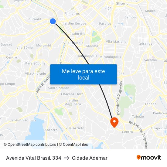 Avenida Vital Brasil, 334 to Cidade Ademar map