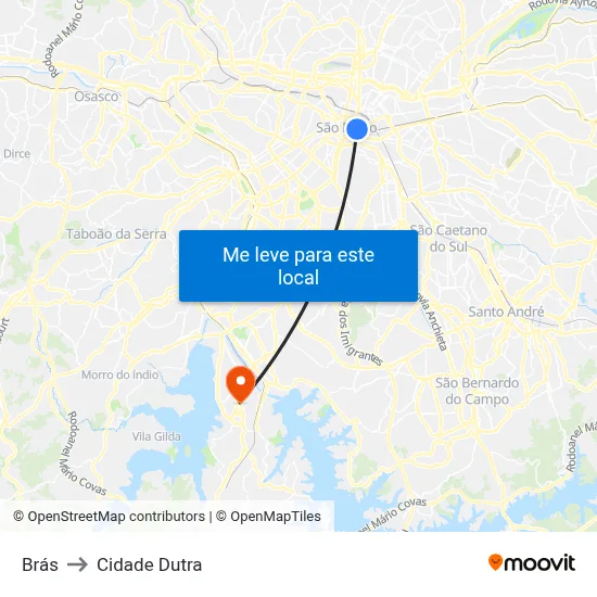 Brás to Cidade Dutra map