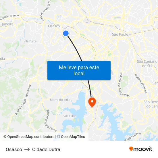 Osasco to Cidade Dutra map