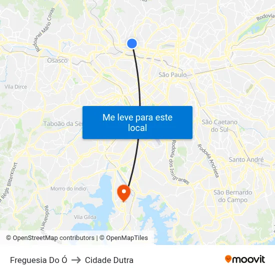 Freguesia Do Ó to Cidade Dutra map