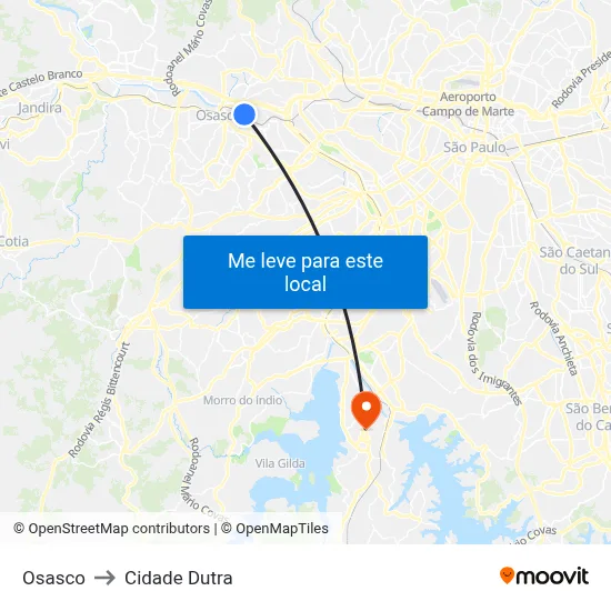Osasco to Cidade Dutra map