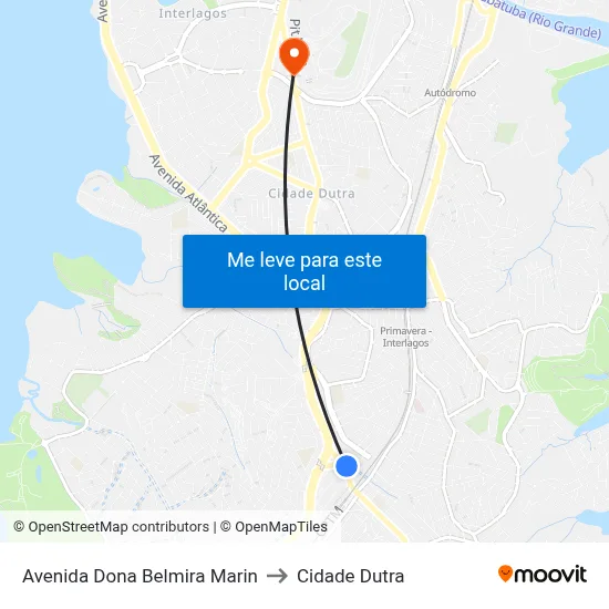 Avenida Dona Belmira Marin to Cidade Dutra map