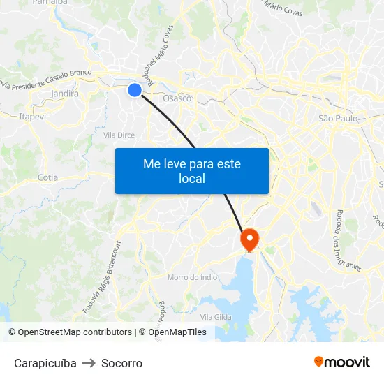 Carapicuíba to Socorro map
