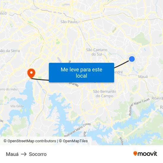 Mauá to Socorro map