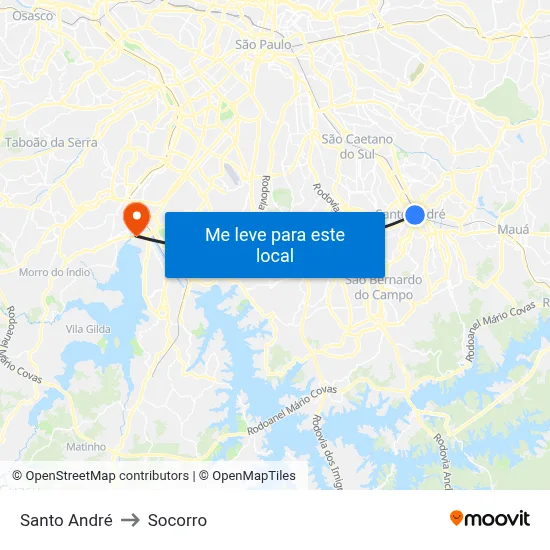 Santo André to Socorro map