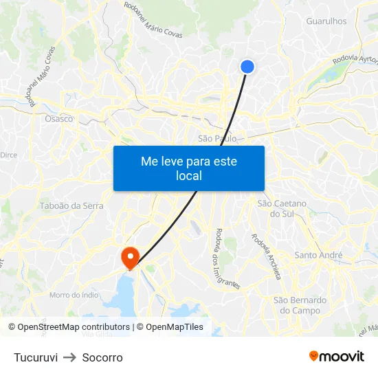 Tucuruvi to Socorro map