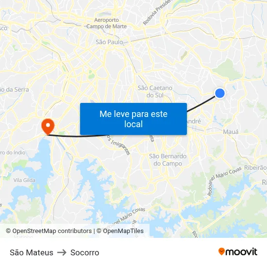 São Mateus to Socorro map
