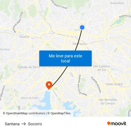 Santana to Socorro map