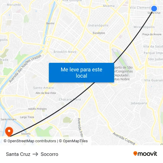 Santa Cruz to Socorro map