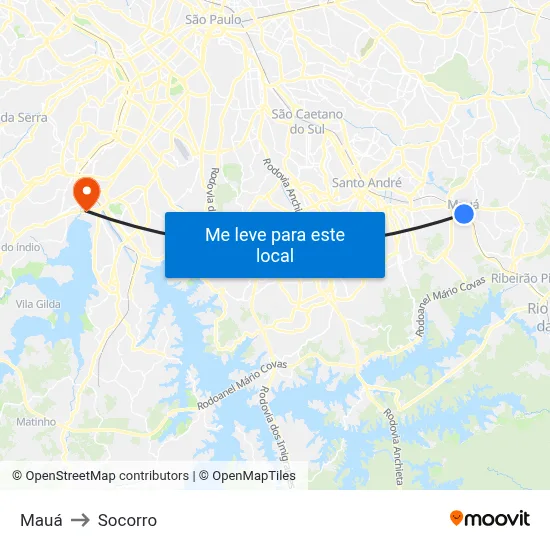 Mauá to Socorro map