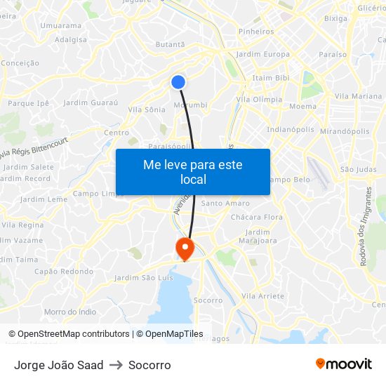 Jorge João Saad to Socorro map