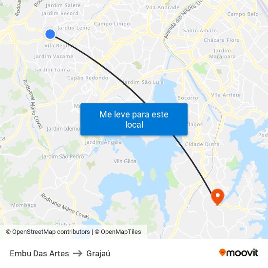 Embu Das Artes to Grajaú map