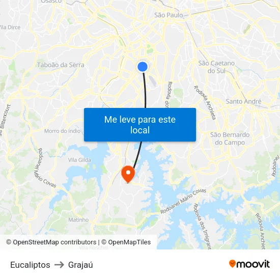 Eucaliptos to Grajaú map