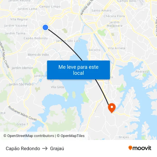 Capão Redondo to Grajaú map