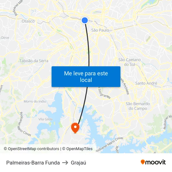 Palmeiras-Barra Funda to Grajaú map
