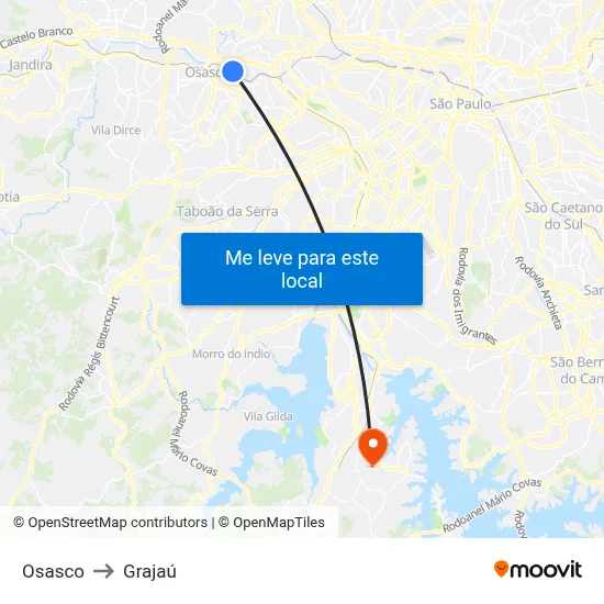 Osasco to Grajaú map