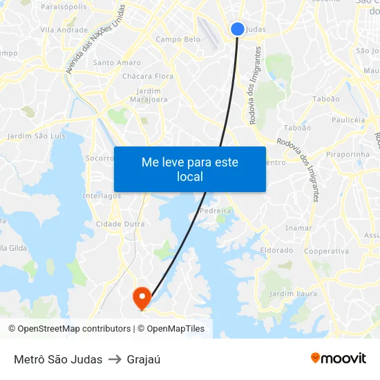 Metrô São Judas to Grajaú map