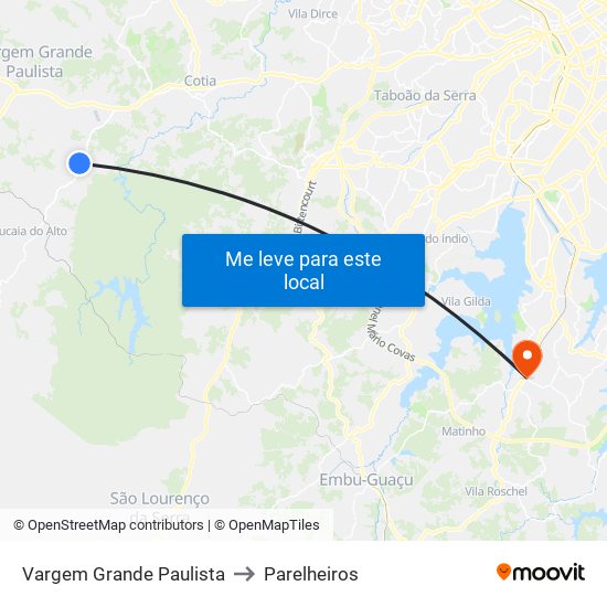 Vargem Grande Paulista to Parelheiros map