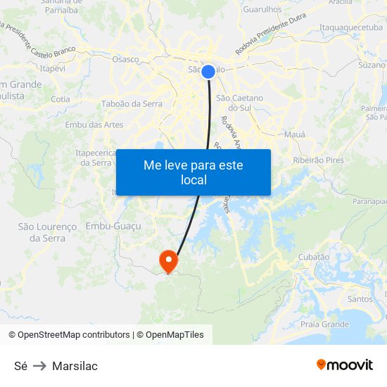 Sé to Marsilac map