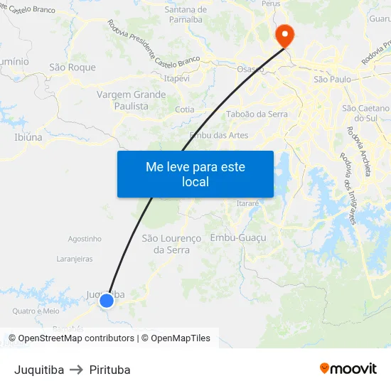 Juquitiba to Pirituba map
