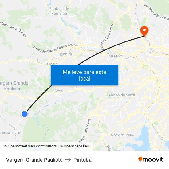 Vargem Grande Paulista to Pirituba map