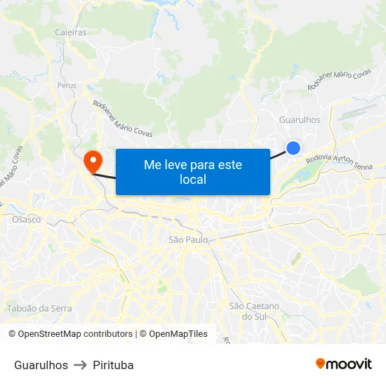 Guarulhos to Pirituba map