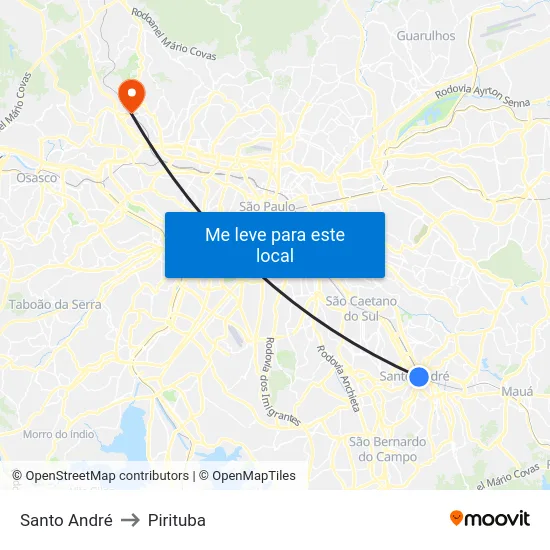 Santo André to Pirituba map