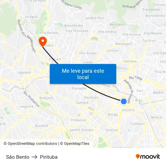 São Bento to Pirituba map
