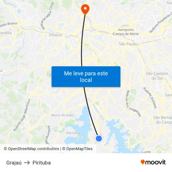 Grajaú to Pirituba map
