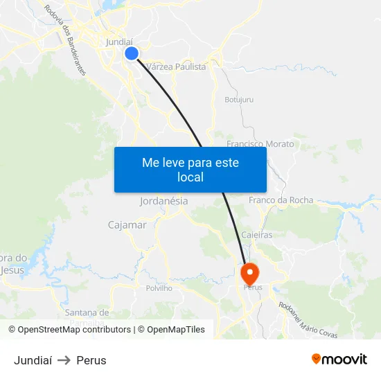 Jundiaí to Perus map