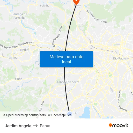 Jardim Ângela to Perus map