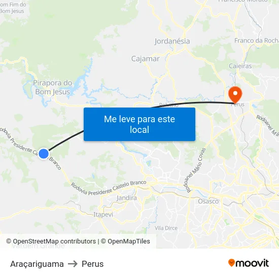 Araçariguama to Perus map
