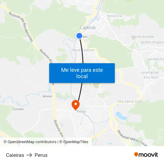 Caieiras to Perus map