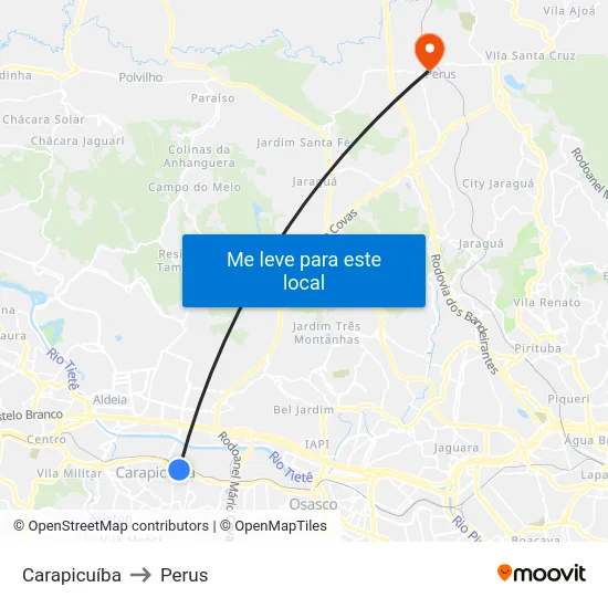 Carapicuíba to Perus map