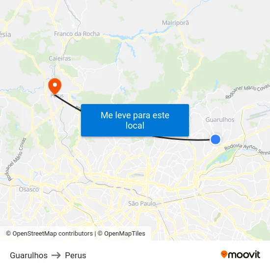 Guarulhos to Perus map