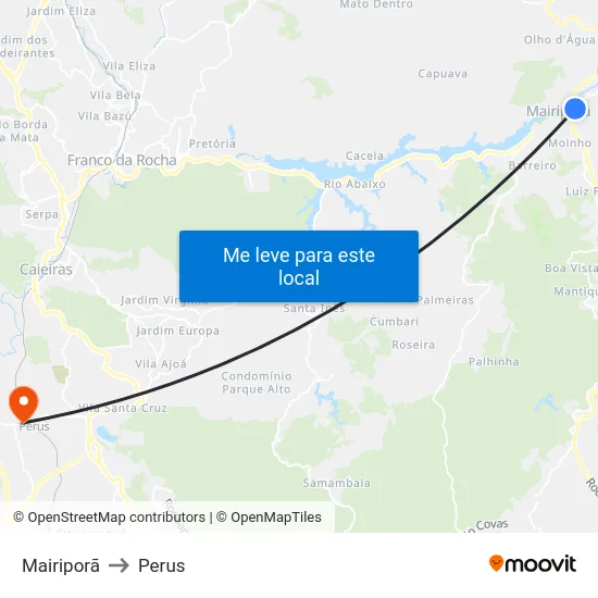 Mairiporã to Perus map