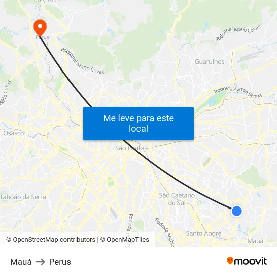 Mauá to Perus map