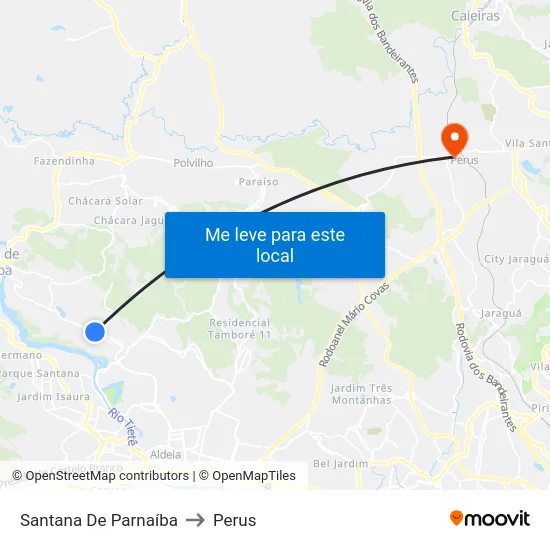 Santana De Parnaíba to Perus map