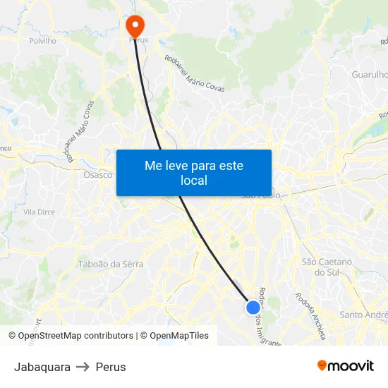 Jabaquara to Perus map