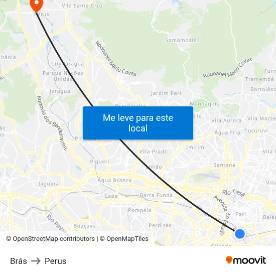 Brás to Perus map
