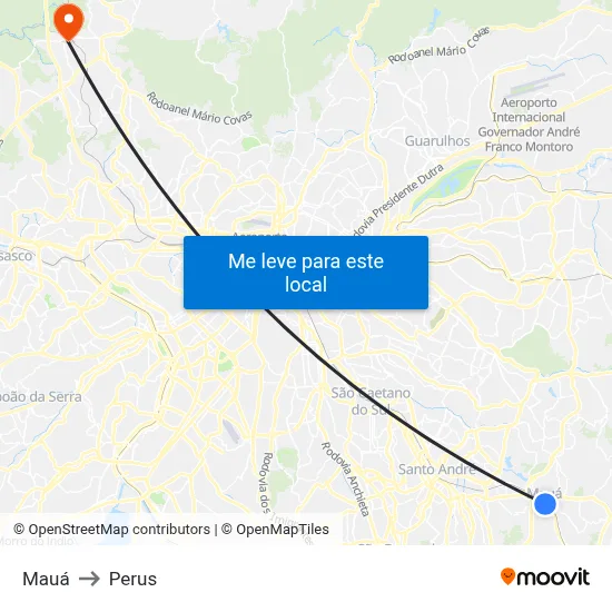 Mauá to Perus map