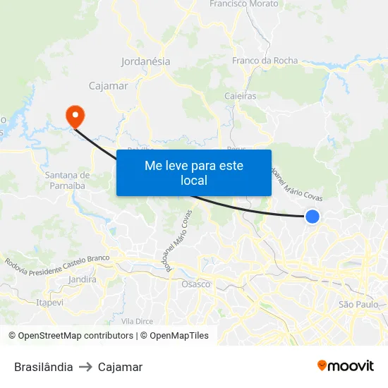 Brasilândia to Cajamar map