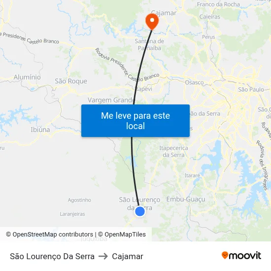 São Lourenço Da Serra to Cajamar map