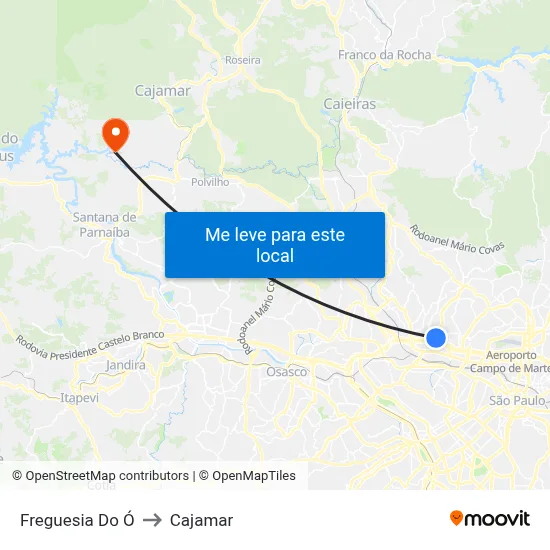Freguesia Do Ó to Cajamar map