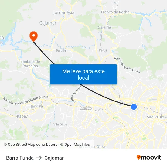 Barra Funda to Cajamar map