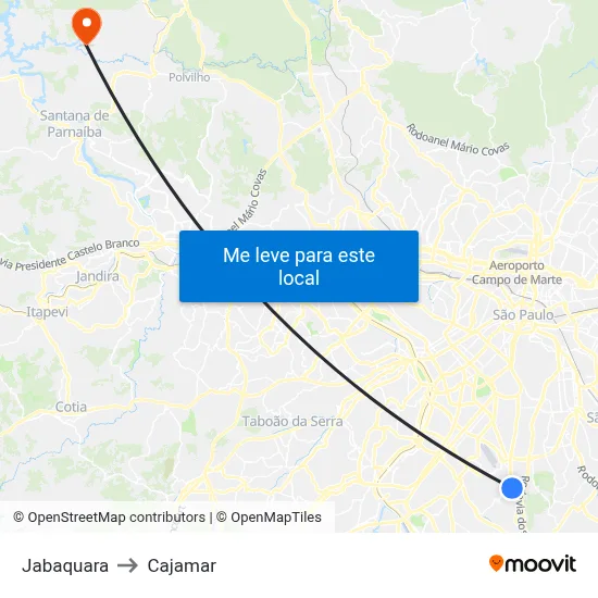 Jabaquara to Cajamar map