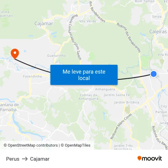 Perus to Cajamar map