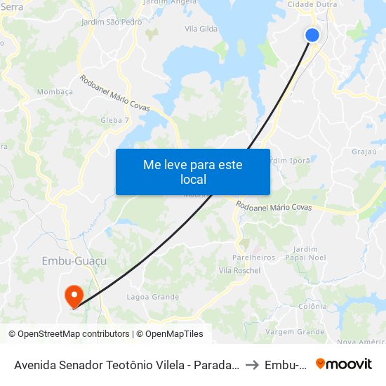 Avenida Senador Teotônio Vilela - Parada Rodrigues Vilares C/B to Embu-Guaçu map