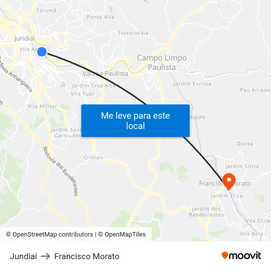 Jundiaí to Francisco Morato map