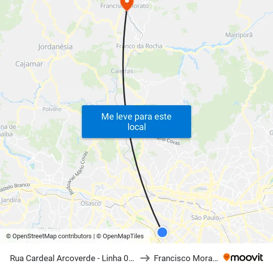 Rua Cardeal Arcoverde - Linha 078 to Francisco Morato map